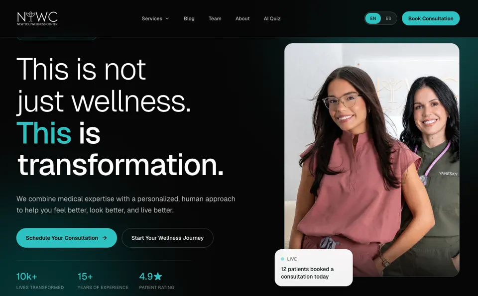 New You Wellness Center — proyecto de sitios web desarrollado por Publifix Labs